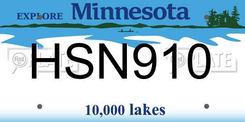 HSN910 Minnesota License Plate