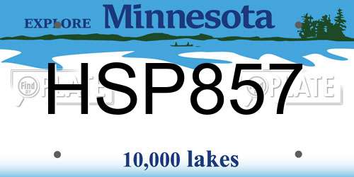 HSP857 Minnesota License Plate