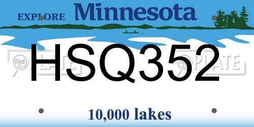 HSQ352 Minnesota License Plate