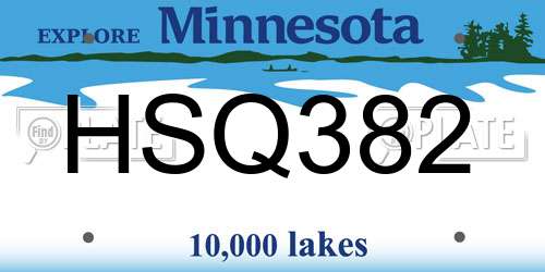 HSQ382 Minnesota License Plate