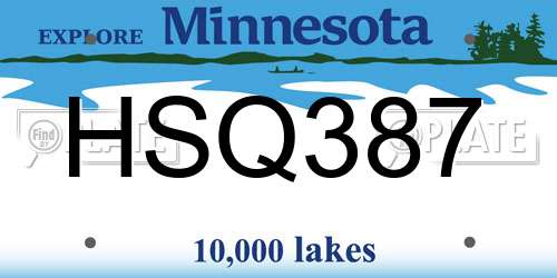 HSQ387 Minnesota License Plate