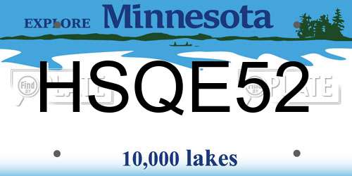 HSQE52 Minnesota License Plate