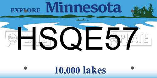 HSQE57 Minnesota License Plate