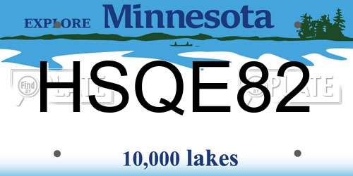 HSQE82 Minnesota License Plate