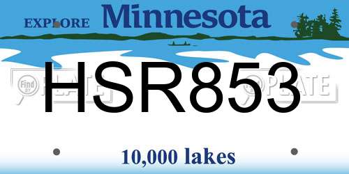 HSR853 Minnesota License Plate