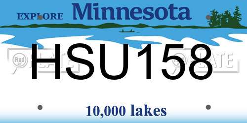 HSU158 Minnesota License Plate