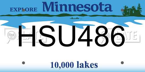 HSU486 Minnesota License Plate