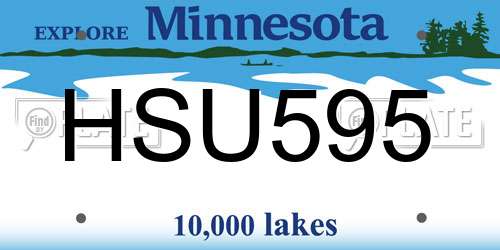 HSU595 Minnesota License Plate