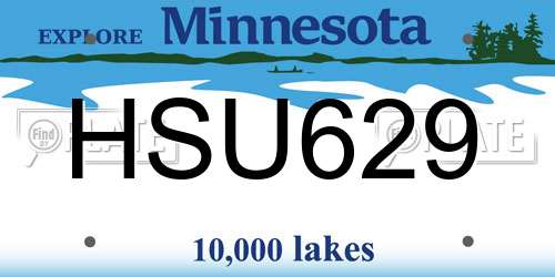 HSU629 Minnesota License Plate