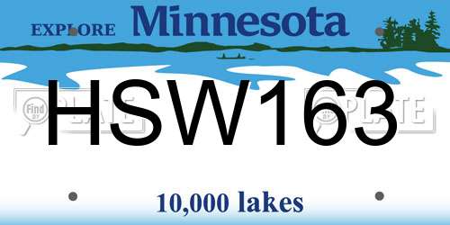 HSW163 Minnesota License Plate