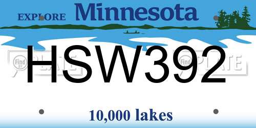 HSW392 Minnesota License Plate