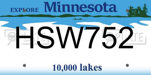 HSW752 Minnesota License Plate