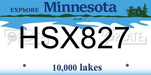 HSX827 Minnesota License Plate