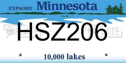 HSZ206 Minnesota License Plate