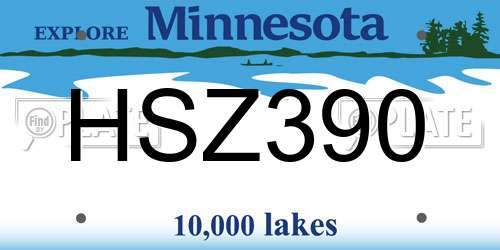 HSZ390 Minnesota License Plate
