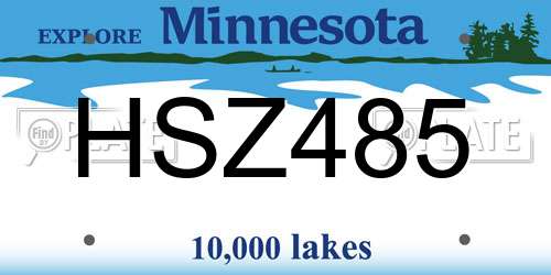 HSZ485 Minnesota License Plate