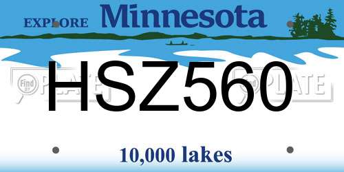 HSZ560 Minnesota License Plate