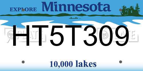 HT5T309 Minnesota License Plate