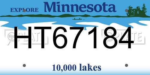 HT67184 Minnesota License Plate