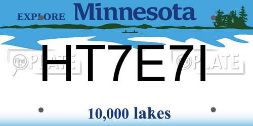 HT7E7I Minnesota License Plate