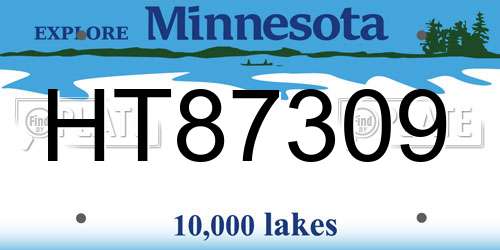 HT87309 Minnesota License Plate