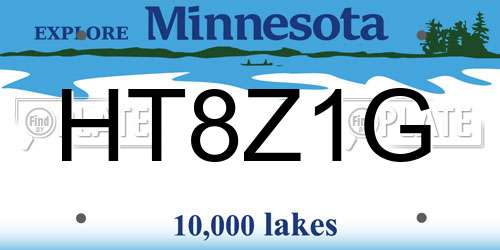 HT8Z1G Minnesota License Plate
