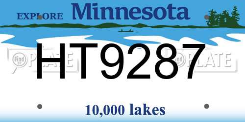 HT9287 Minnesota License Plate