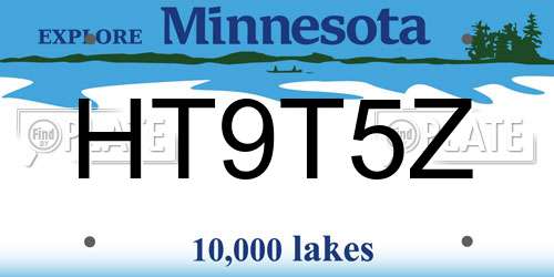 HT9T5Z Minnesota License Plate