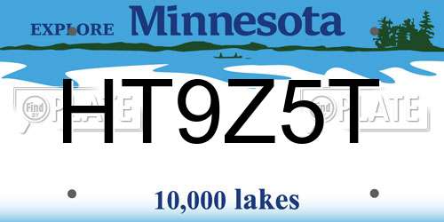 HT9Z5T Minnesota License Plate