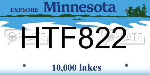 HTF822 Minnesota License Plate