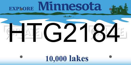 HTG2184 Minnesota License Plate