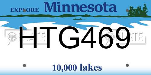 HTG469 Minnesota License Plate