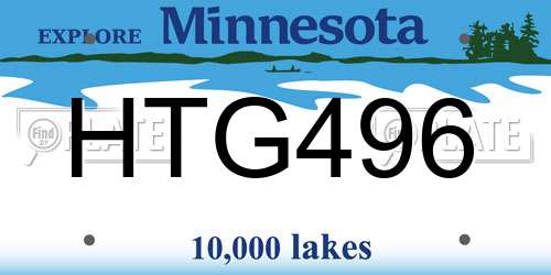 HTG496 Minnesota License Plate