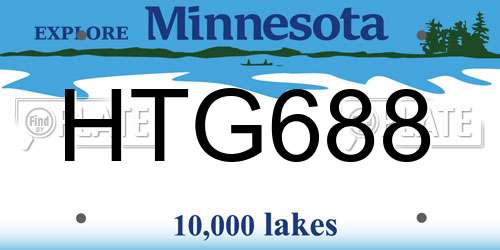HTG688 Minnesota License Plate