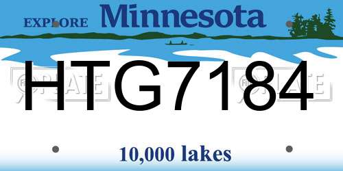 HTG7184 Minnesota License Plate