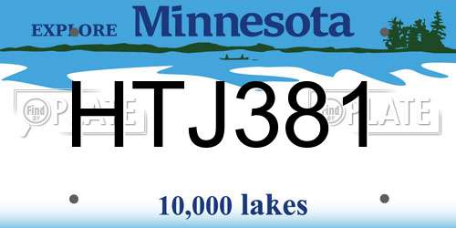 HTJ381 Minnesota License Plate