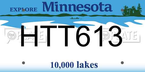 HTT613 Minnesota License Plate