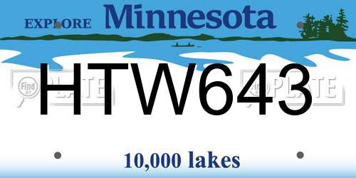 HTW643 Minnesota License Plate