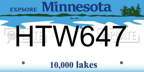 HTW647 Minnesota License Plate