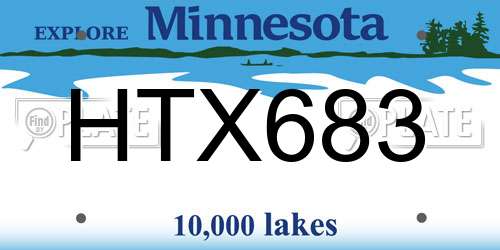 HTX683 Minnesota License Plate