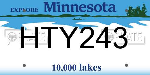 HTY243 Minnesota License Plate
