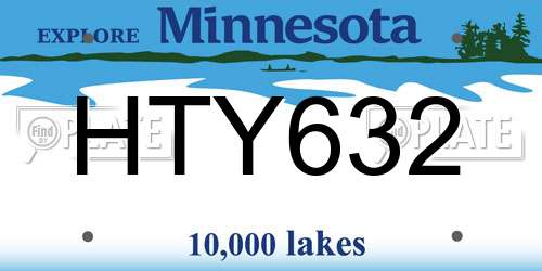 HTY632 Minnesota License Plate