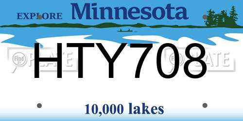 HTY708 Minnesota License Plate