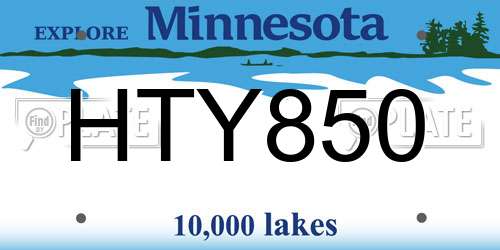 HTY850 Minnesota License Plate
