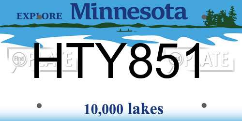 HTY851 Minnesota License Plate