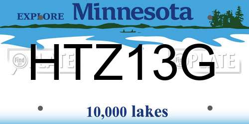 HTZ13G Minnesota License Plate