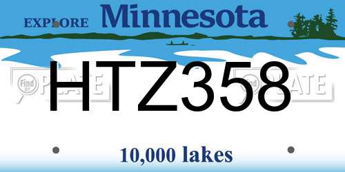 HTZ358 Minnesota License Plate