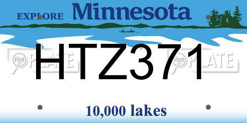 HTZ371 Minnesota License Plate