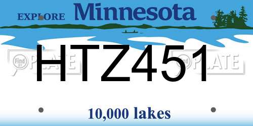 HTZ451 Minnesota License Plate