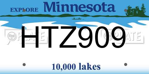 HTZ909 Minnesota License Plate